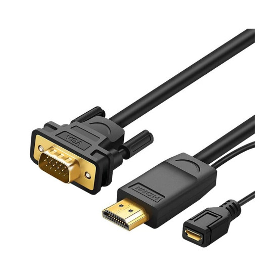 Ugreen MM101 HDMI to VGA Cable – 1.5M (Male to Male, Black)
