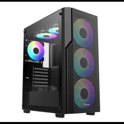 PC Power PG-H450 Case – 4 ARGB Fans, Glass Panel