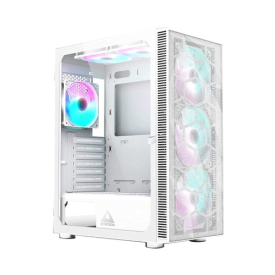 Montech X3 White Mesh RGB Gaming Case - High Airflow with Tempered Glass