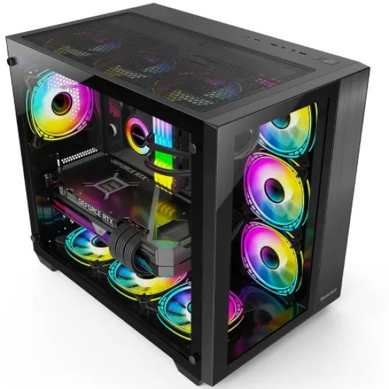 Huntkey S980 Tornado Black ATX Mid Tower Case – High Airflow, Sleek Design