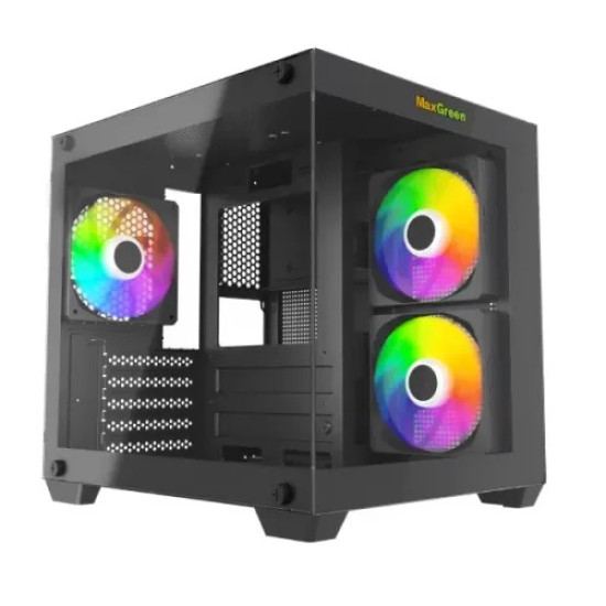 MaxGreen S275-22 Mid-Tower M-ATX Gaming Casing with 3x ARGB Fans