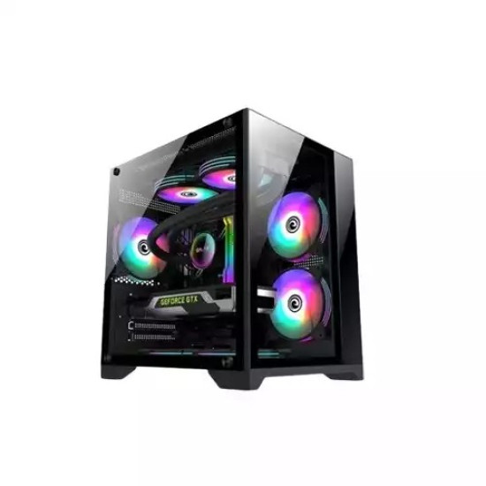 Wintech Skyview X2 ARGB M-ATX Mid Tower Tempered Glass Gaming Desktop Case (Black)