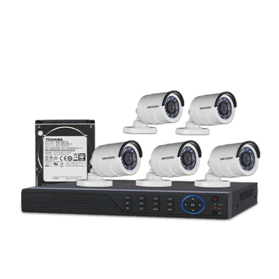 HIKVISION 5-Pack 1080P Night Vision CCTV Camera Package