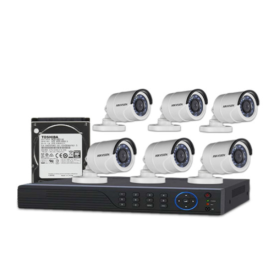 HIKVISION 6-Pack 1080P Night Vision CCTV Camera Package