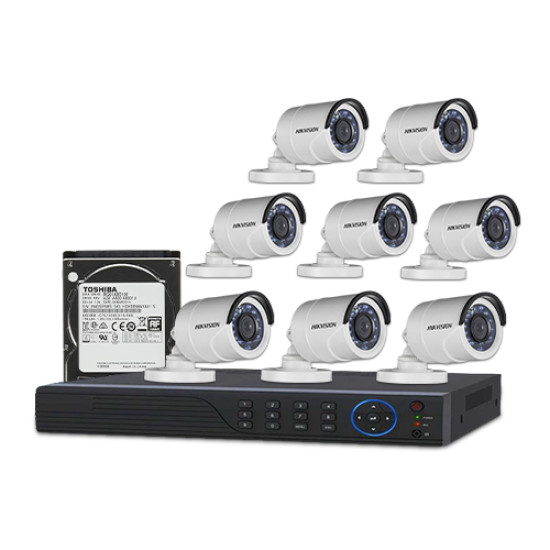 HIKVISION 8-Pack 1080P Night Vision CCTV Camera Package