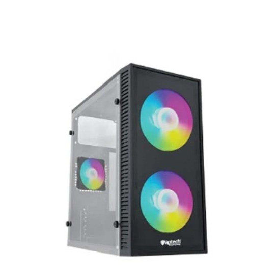 APTECH T20 RGB Gaming Case – Tempered Glass Panel with 2 Pre-installed RGB Fans