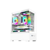 APTECH CS40 White RGB Gaming Case – Stylish Mid-Tower with 3 Pre-installed RGB Fans