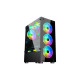 APTECH CS43 RGB Gaming Case – Black Mid-Tower with 3 Pre-installed RGB Fans