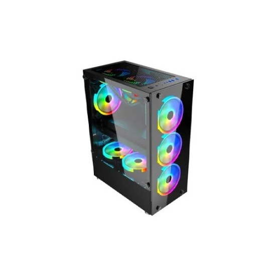 APTECH CS43 RGB Gaming Case – Black Mid-Tower with 3 Pre-installed RGB Fans
