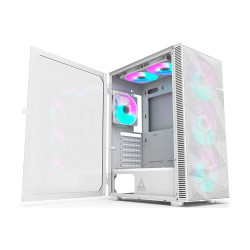 Montech X3 White Mesh RGB Gaming Case - High Airflow with Tempered Glass