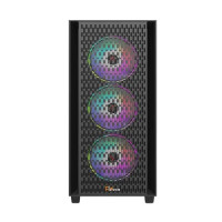 PC Power Flow Dark Mesh Mid Tower ATX Gaming Casing